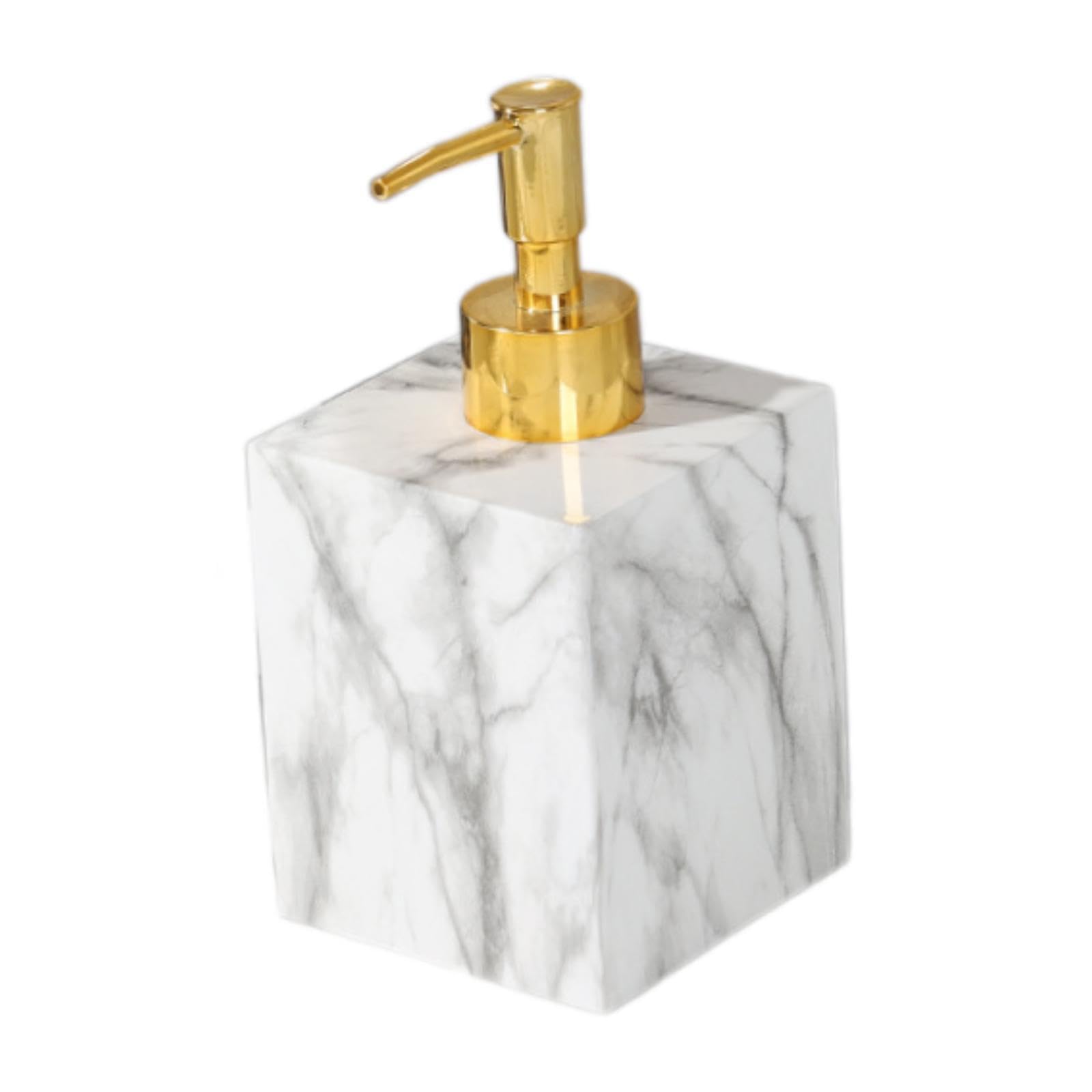 ALCXAZS Smooth Manual Liquid Soap Dispenser, gold head white, 7.6x8x15cm