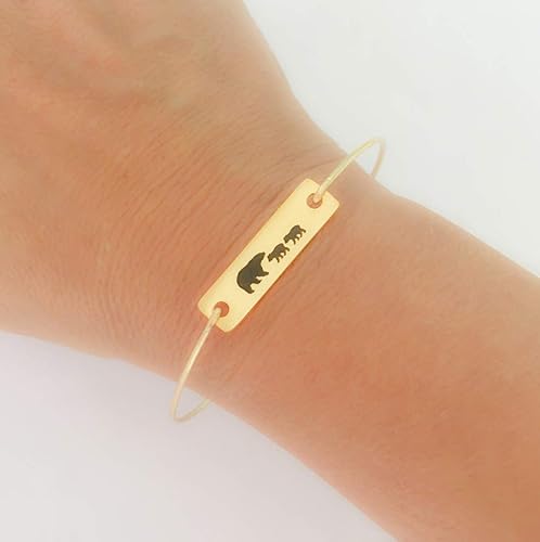 Miniatura 2 de Mama Bear with 2 Cubs Bracelet Mom of Two Birthday Gift Mothers Day Jewelry Bangle Avg Size Woman