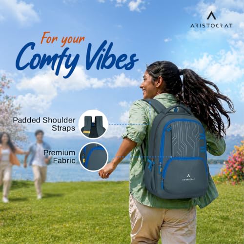 Image of Aristocrat Circuit Casual Backpack 40L | 3 Compartments with Quick-Access Front Pocket | Padded Shoulder Straps & Side Bottle Holders | Office & Travel Backpack for Men & Women