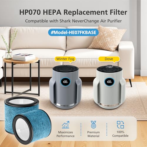 Image of HP071BRN Replacement Filter for Shark NeverChange Compact Pro HP072 /HP071BRN Air Purifier, Long-Lasting HEPA-Exceeding Filtration, For Pet Dander Dust Smoke Aller-gens, Up to 250 sq. ft. #HE07FKBASE