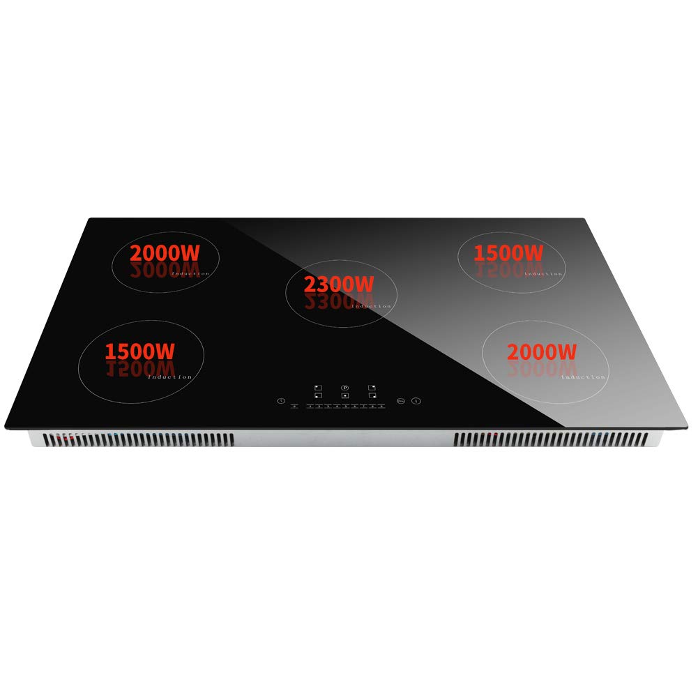 Piano Cottura Induzione, Piano Cottura Incorporato in Vetroceramica Integrato Con Sensore Controllo Touch, Nero (9300W - 5 Fuochi - 90CM)