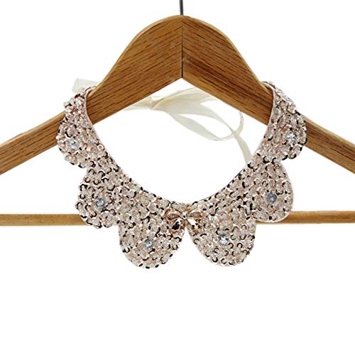 Vpang Detachable Blouse False Collar Sequins Pearl Flower Fake Collar Choker Peter Pan Necklace (Type 4)