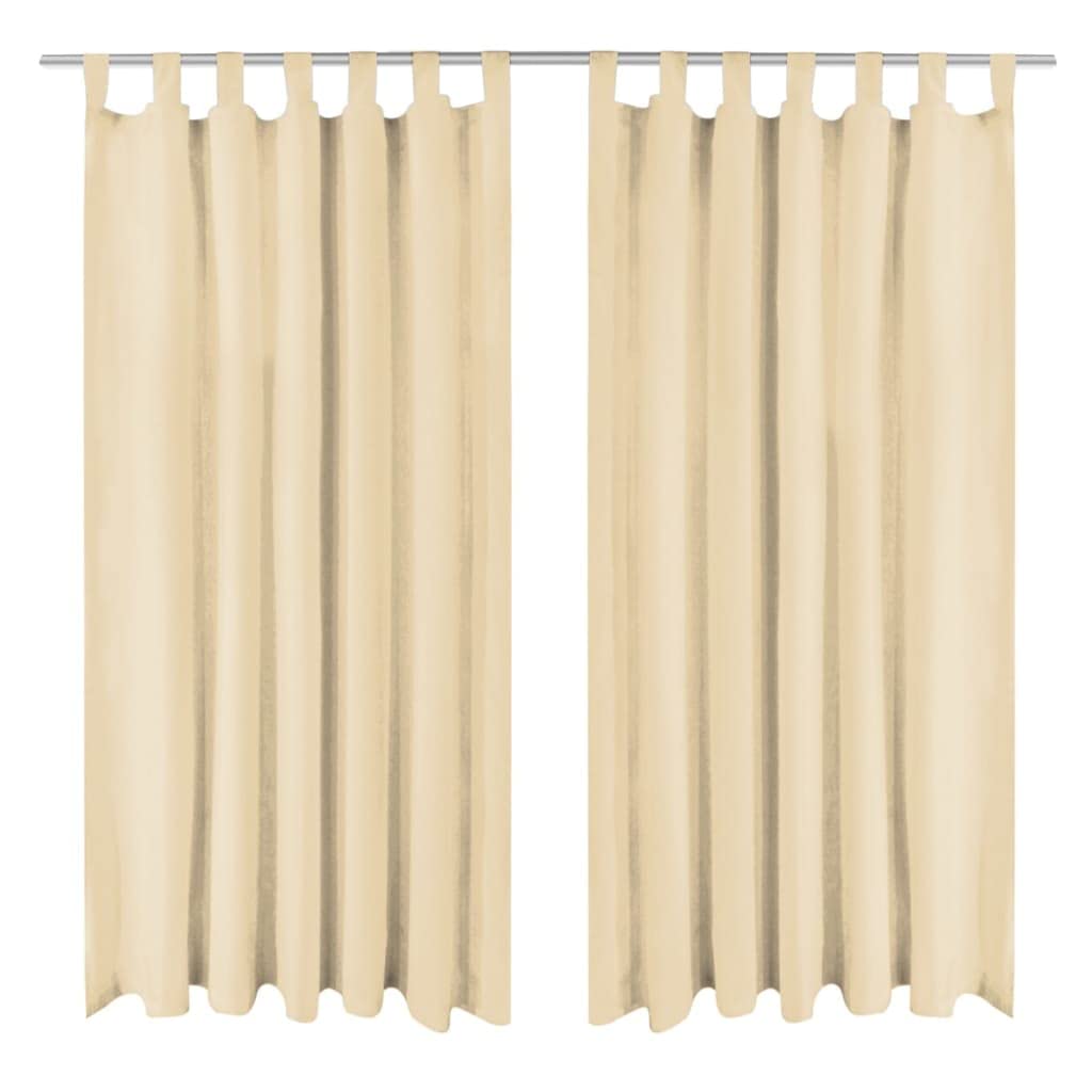 Mikro-Satin Schlaufenvorhänge 140x225 cm Beige 2 Stück