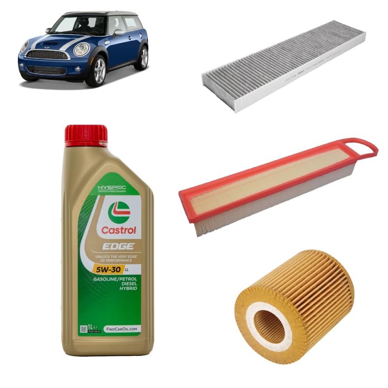 Kit di manutenzione auto OP per Mini R53 Cooper S / One Benzina 2005-2014: 3 filtri + 5L olio Edge 5W30