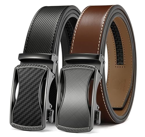 Image of CHAOREN Leather Ratchet Belt Men 2 Pack - Customizable Fit, Effortless Style (35mm)