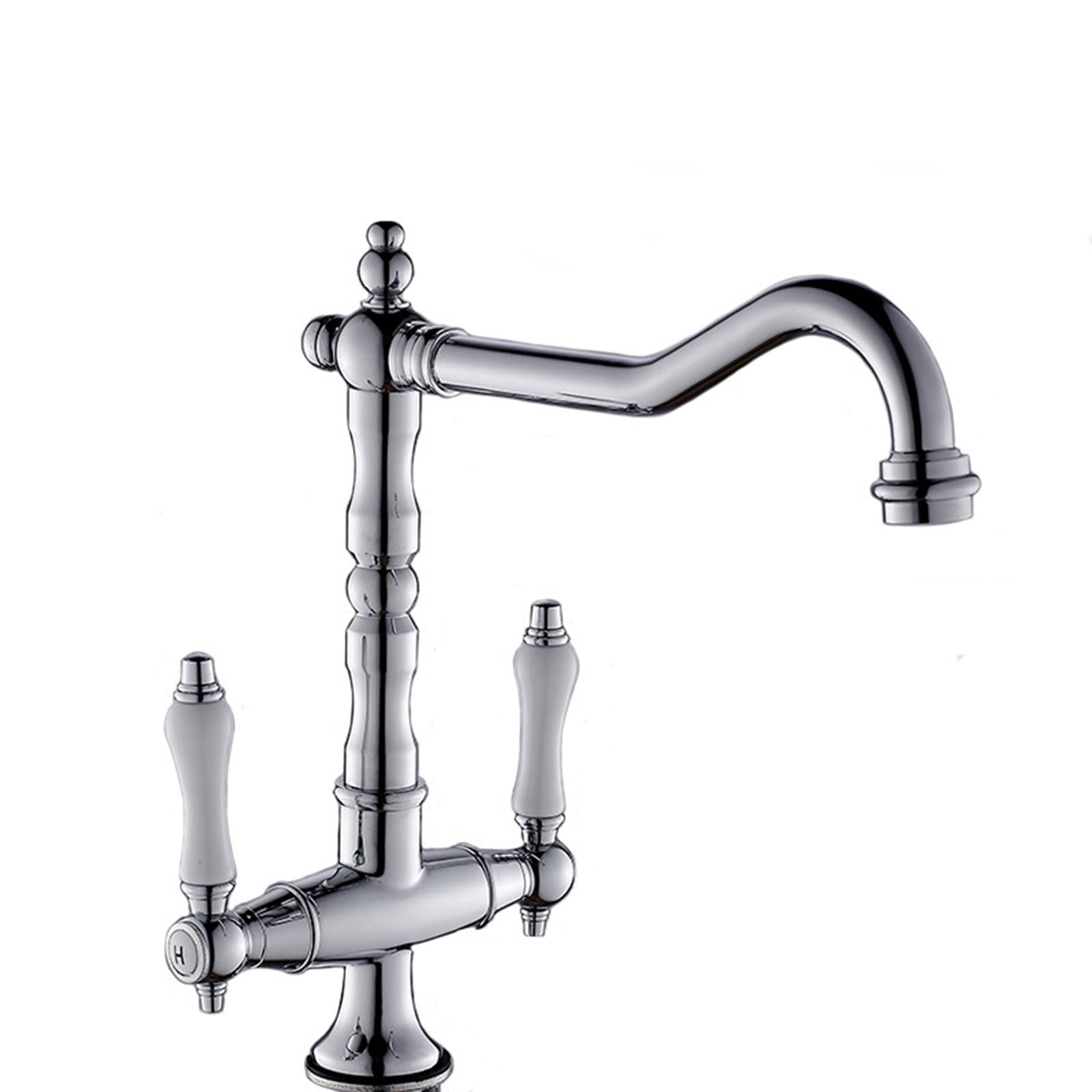 Robinet de cuisine eau chaude et froide mitigeur bicommande col de cygne 360