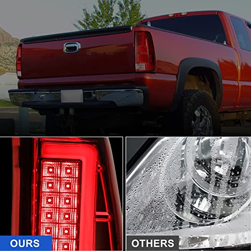 Roxx Led Tail Lights For 1999 2000 2001 2002 2003 2004 2005 2006 Chevy Silverado And 1999-2002 Gmc Sierra 1500 Altezza, Tail Lights Rear Lamps Assembly Replacement(Matte Black/Red Lens) #TOP5