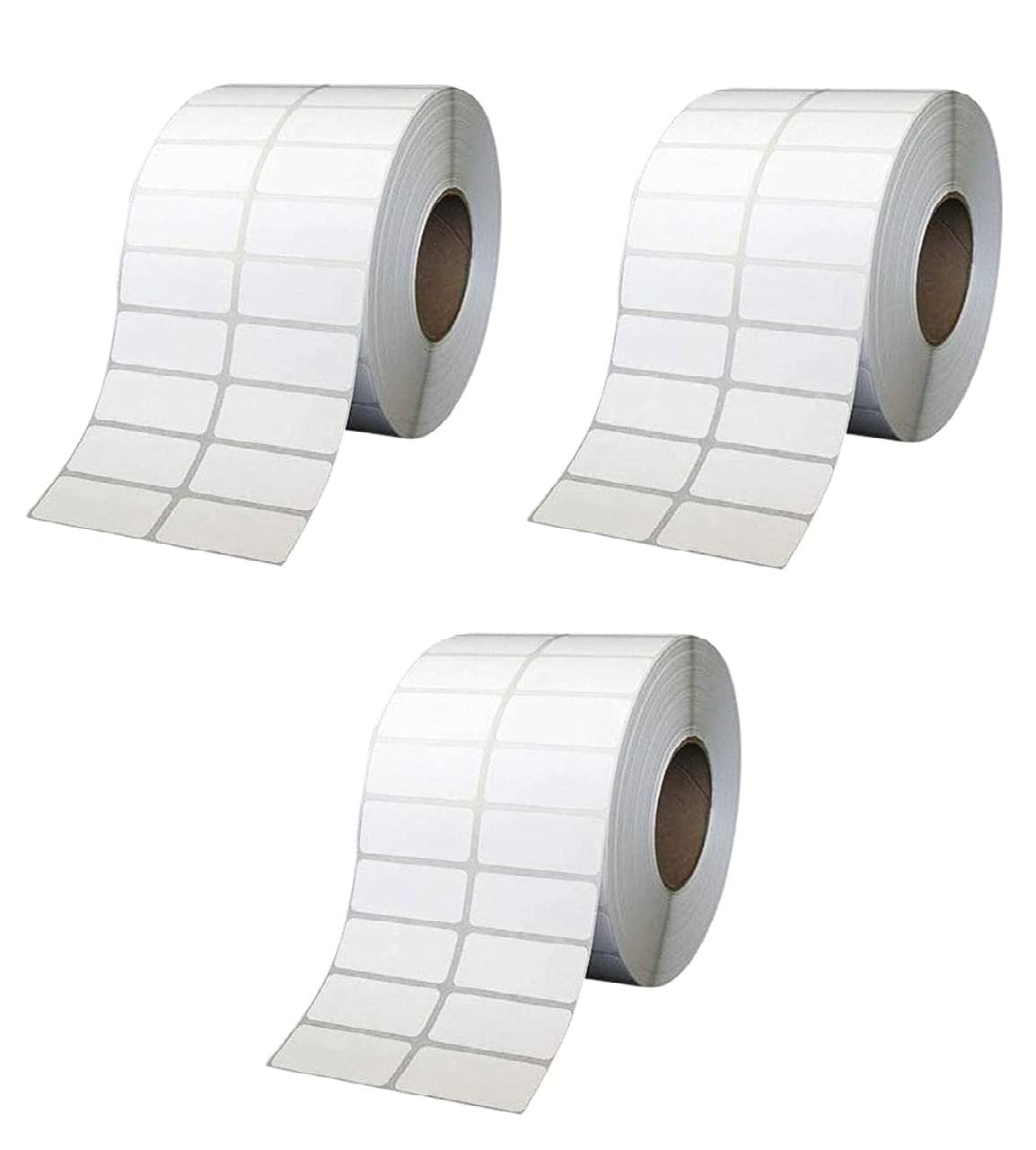 True-Ally Thermo-Barcode-Aufkleber, 50 x 25 cm, 50 mm x 25 mm, 2 Ups – 2000 Etiketten pro Rolle – weiß, selbstklebender Aufkleber zum Bedrucken von Barcodes, 3 Rollen pro Packung (6000 Etiketten)