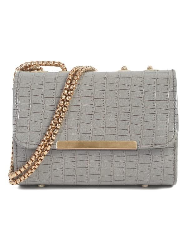 KRIFTY Women Girls Cross Body Sling Bag with Gold Chain (Grey) (B0CV9N9VPK) Amazon Price History, Amazon Price Tracker