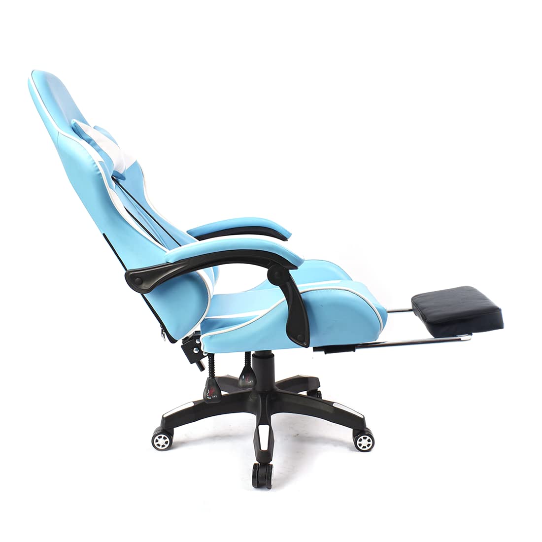 Mediawave Store - Sedia da Gaming Ergonomica, da Ufficio AZRACE in Ecopelle con Poggiapiedi Poltrona Sedile Sport di Lusso, con Braccioli e Poggiatesta Cuscino Lombare, Sedia PC (Azzurro)