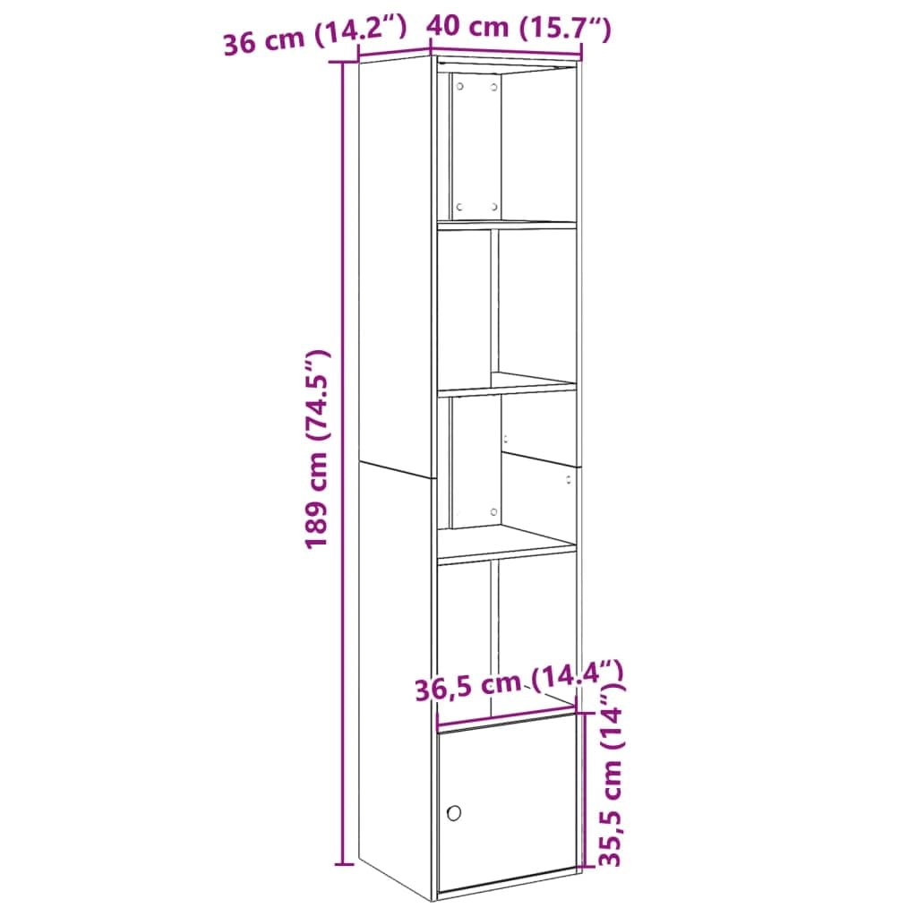 Libreria 4 Ripiani Grigio Cemento 40x36x189 cm Legno Multistrato | Mobile scaffale salvaspazio per soggiorno e ufficio con 4 livelli a giorno, vano inferiore e solida struttura in multistrato.