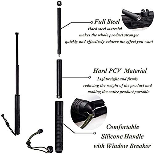 Collapsible Expandable Batons Selfs Defense Telescopic Stick with Anti-Slip Rope Easy to Carry & Used Protect for Women and Police - Thumbnail 3