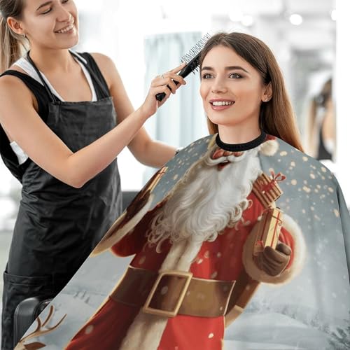 Capa para corte de cabello navideña Santa Claus para adultos miniatura 5
