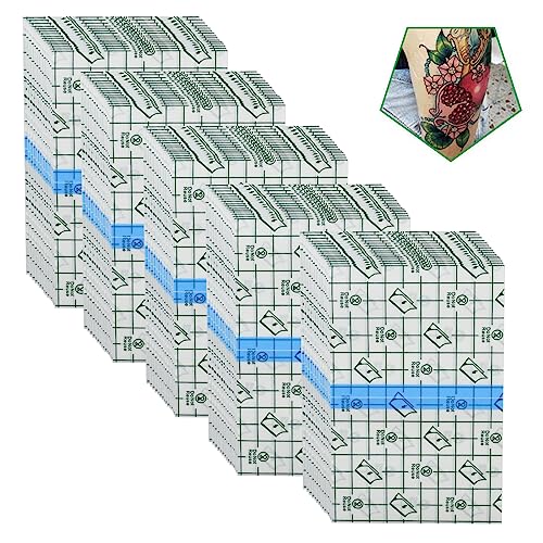 Image of 50 Pieces 4 x 6 in Stretch Waterproof Adhesive Bandages Transparent Film for Tattoo Aftercare and Skin Repair Adhesive Tattoo Supply Wrap