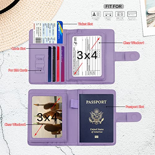 Image of Melsbrinna Passport Holder,Passport Holder Card Slots,Cute Passport cover for Women /Men,Waterproof Rfid Blocking Travel Wallet, Lavender, Traveling