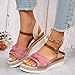 ERTUPE Orthopedic Wedge Sandals for Women Open Toe Ankle Strap Platform Espadrilles 2026 Summer Casual Dressy Beach Slip on Sandal Low Wedges Comfortable Outdoor Shoes Pink