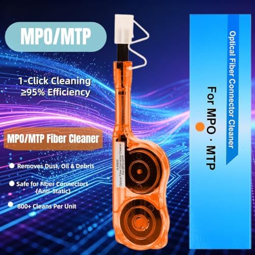 Fiber Optic Cleaner for MTP/MPO Connectors – Over 800 Cleaning Cycles for 8/12/24 Fibers, UPC/APC Polish, Male & Female Connectors – Compact for Dense Networks (Orange) — 사진 7