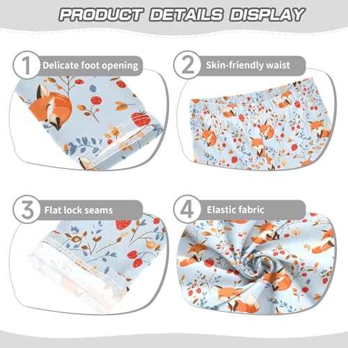 Fox Leaf Fall Girls Leggings Kids Yoga Pants Athletic Tights Pants 4-10 Years3