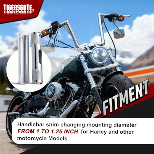 TIGERSGATE Chrome Handlebar Riser Adapter handlebar shim changing mounting diameter from 1 to 1.25 inch for Harley Dyna Road Glide Road King by TIGERSGATE - Image 2