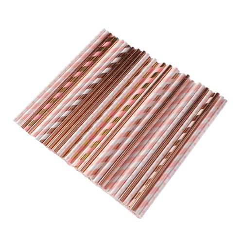 Pitillos biodegradables de papel color oro rosa 150 pcs miniatura 1