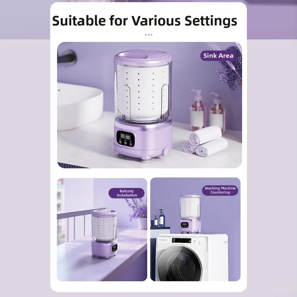 Lavatrice Piccola Mini Lavatrice Portatile con Centrifuga Lavatrice Specifica per Biancheria Intima Lavatrice Campeggio Macchina per Lavare Portatile Purple