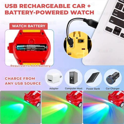 Image of Kidology 2-in-1 RC Watch Mini Car for Kids 4+ Years | Wear & Race Remote Control Car Toy | One-Click Launch with 2.4G Control & LED Lights | USB Rechargeable Wrist RC Car | Gift for Boys & Girls