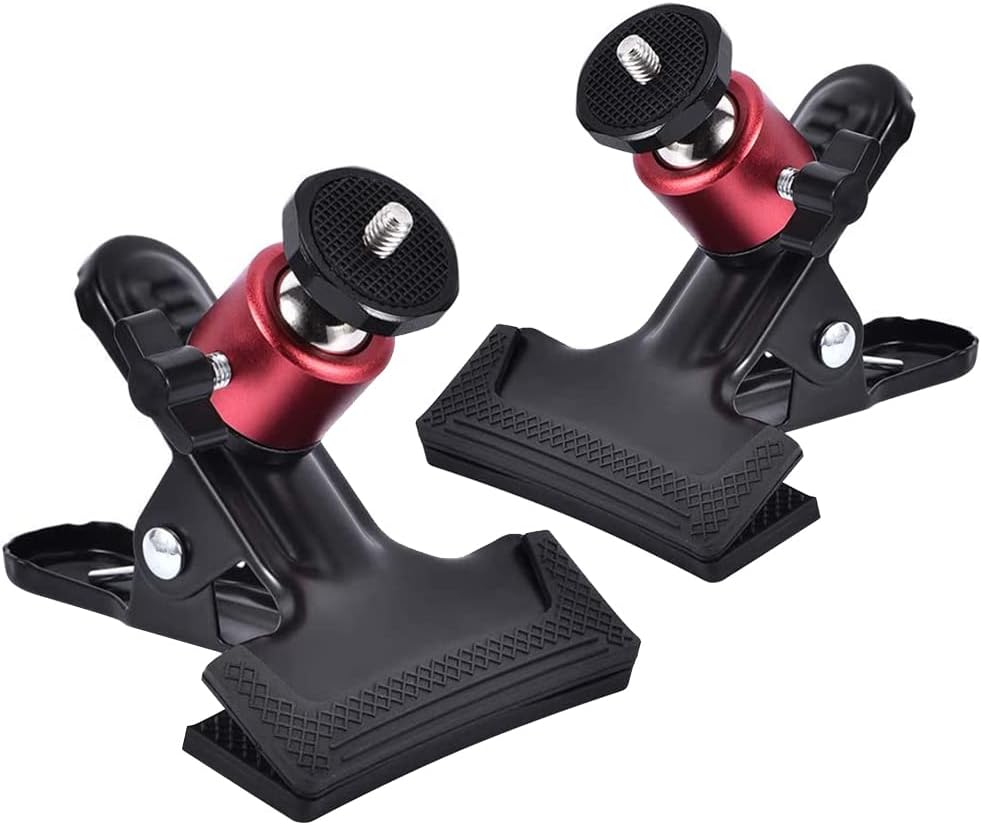 SLOW DOLPHIN Tripod Clip Clamp Mount Flash Reflector Holder for Studio Backdrop Camera with 360 Swivel Tripod Mini Ball Head Standard 1/4″ Screw,SLR, Digital SLR, Video Came Photoshoot Studio (2Pcs)