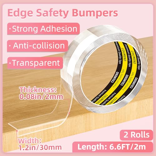 Image of Clear Edge Protector & Corner Guards 2 Packs,1.2in(W) x 6.6FT(L, Baby Proof Corner Protectors for Furniture,Table Bumper for Baby Safety, Sharp Edge Protector for Drawers, Tables, Cabinets