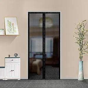 Fiberglass Magnetic Screen Door, Heavy Duty Mesh Door Curtain Hands Free for Patio, Bedroom, Pet and Kid Friendly, Fits Doors up to 38