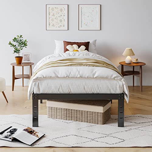 Comasach Twin-Xl Metal Bed-Frame No Box Spring Needed,12-Inch Noise Free Black Platform Bed-Base, Easy Assembly,Heavy Duty Steel Slat Support Non Slip Mattress Foundation #TOP5