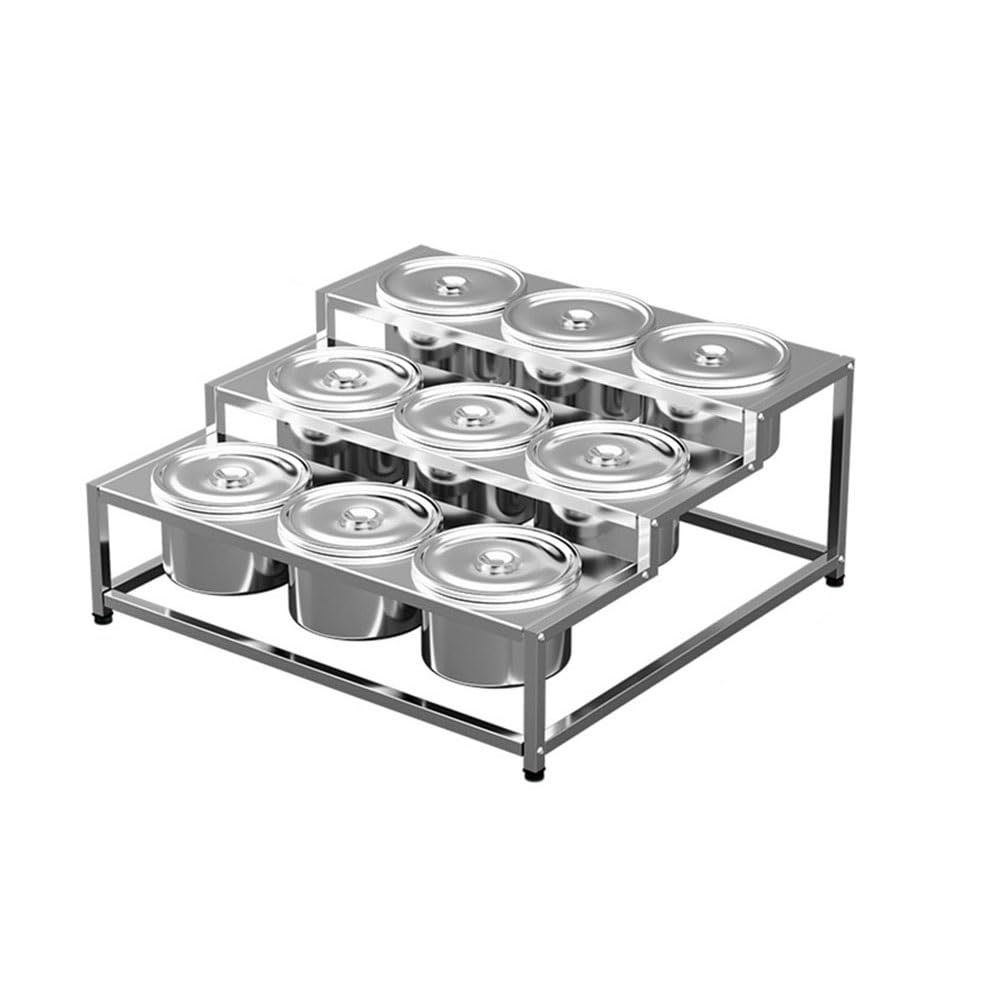 Bandeja con Compartimentos para Condimentos Gastronorm De Acero Inoxidable, Estación para Pizzas con Tapa, Organizador De Especias para Mostrador para Restaurantes(57x55.5x26cm)