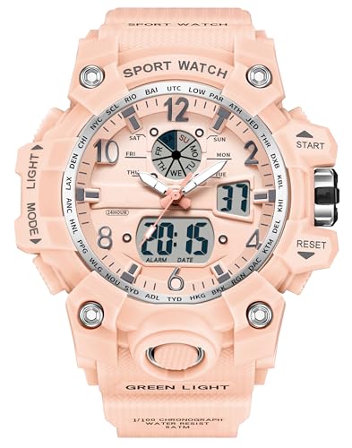 Forrader Orologio digitale quadrato da uomo con numeri grandi, quadrante grande, orologio da polso per uomo e donna, impermeabile, LED, unisex, elettronico, con sveglia, data, cronometro, Cinturino