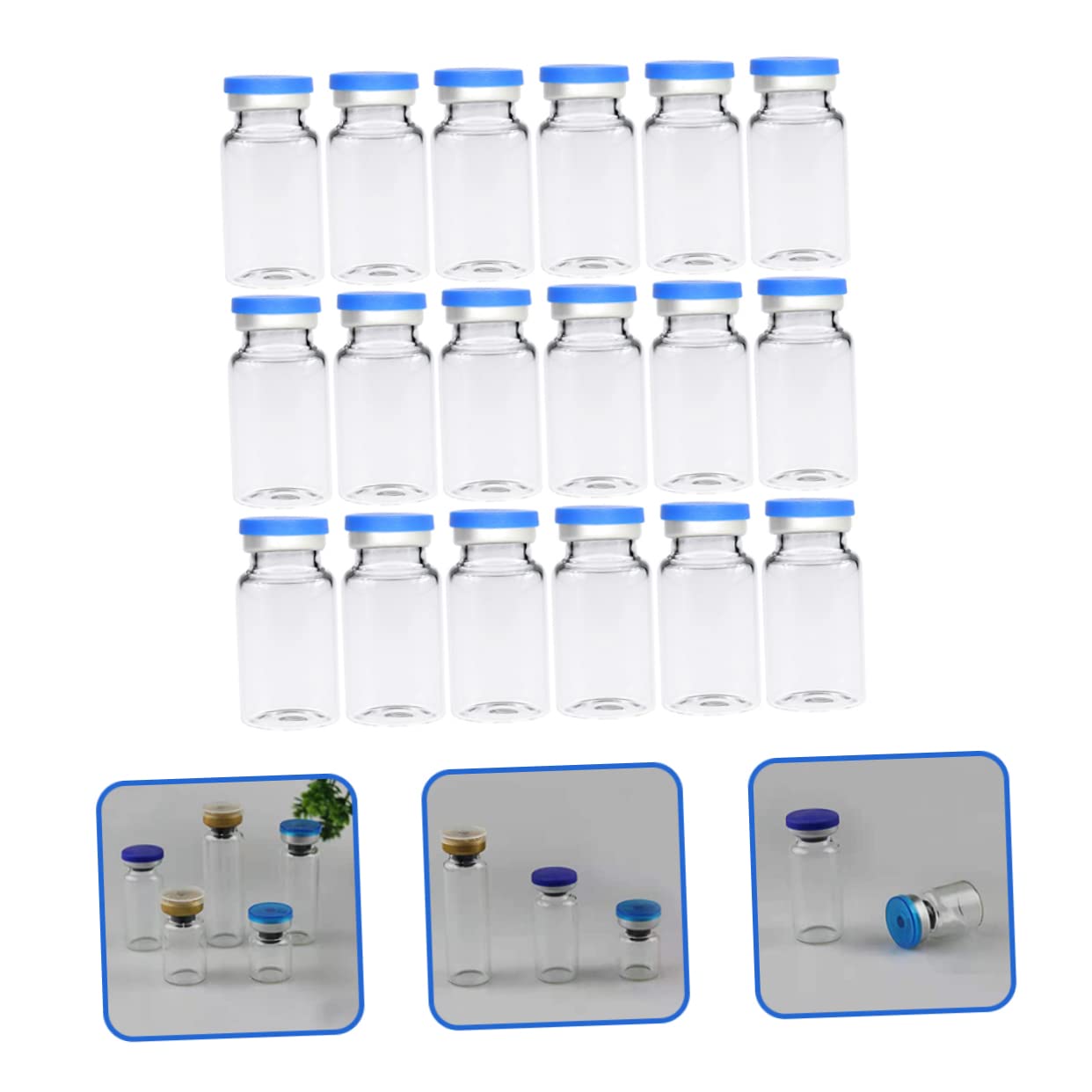 30pcs Freeze-Dried Powder Bottle Sample Bottles Container with Lid Liquid Medicine Bottle Small Containers Bottle Perfume Vial Small Vials Lab Vials Liquid Medicine Dispenser Glass MUSISALY