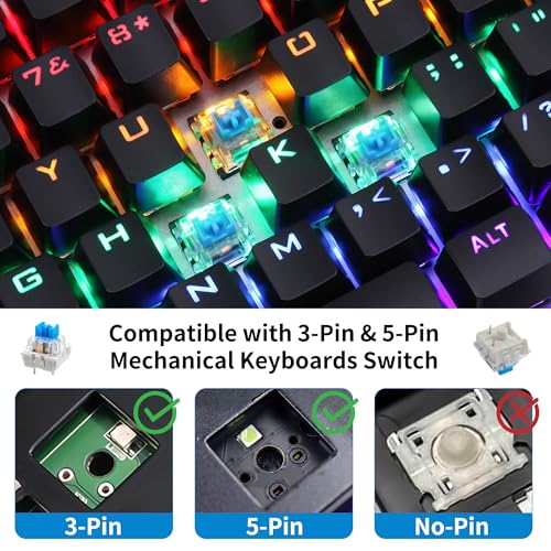 Image of Nadadora 2 PCS Blue Mechanical Keyboard Switches, Dustproof 3 Pin Clicky Tactile MX Compatible Key Switches, Transparent Housing for Switch Tester, Keyboard Testing & Fidget Clicker