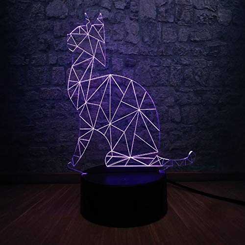 lampe de chevet enfant Lampe De Chevet Kawaii Animal Brillant Chat 3D LED USB Lampe 7 Couleurs Changer Illusion Nuit Lumière Home Chambre Bureau Décoration Éclairage Enfants Jouets Avec télécommande