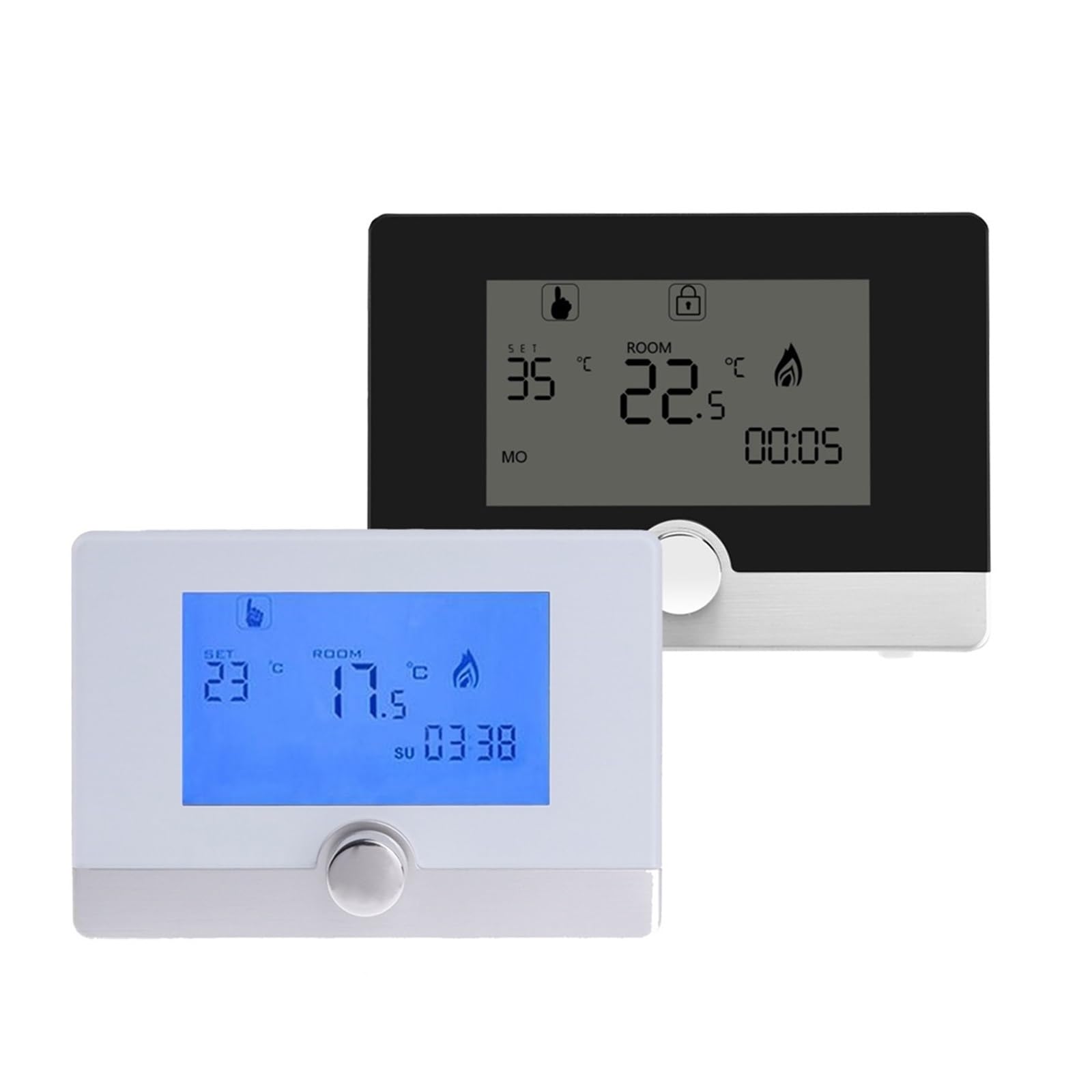 Inteligentny termostat, Przewodowy cyfrowy termostat pokojowy do kocioł gazowy, termostat grzewczy 5A niebieskie podświetlenie programowalny termoregulator kotła(Wit)
