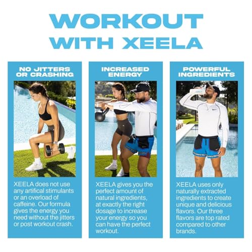 Image of XEELA Pre Workout Powder - Clean & Tested - Jitter Free, Safe, and Natural - Increase Thermogenic Energy, Focus, and Endurance w /Creatine, Organic Caffeine, and Plant Based Citrulline (Blue Raspberry)