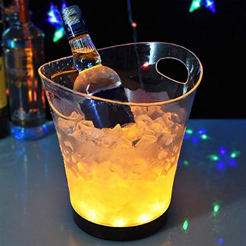 ijsemmer LED Ice Bucket Kleurrijke Dubbellaags Vierkante Bar Bier Ice Bucket Multi-Color Changing Duurzame Ijs Wijn Bucket 5L voor Bar (Color : Double Champagne Buc) - Image 4