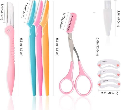 Miniatura 10 de Paquete de maquinilla de afeitar para cejas, multiusos, para mujeres, depilación facial, exfoliante, afeitadora facial de cejas, melocotón,