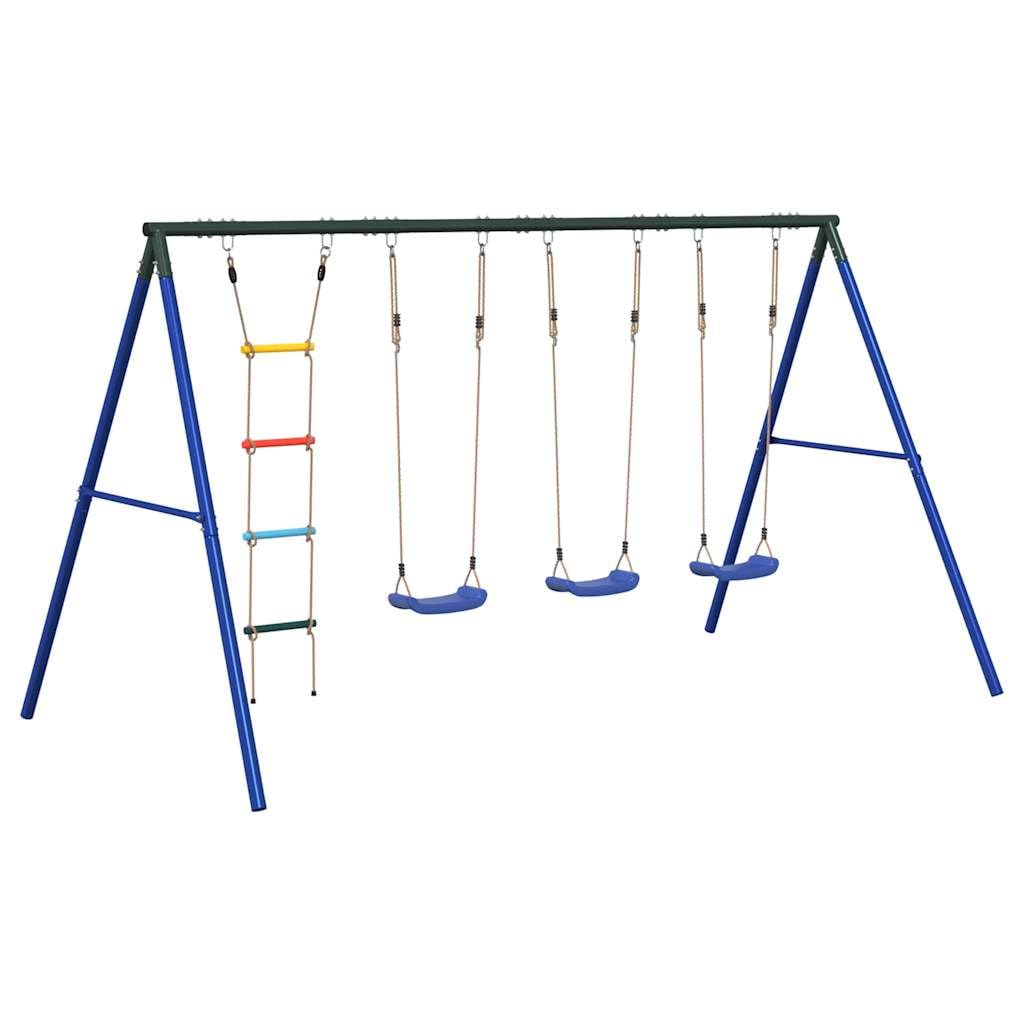 Juego de columpio de jardín con estructura de acero, 3 sillas