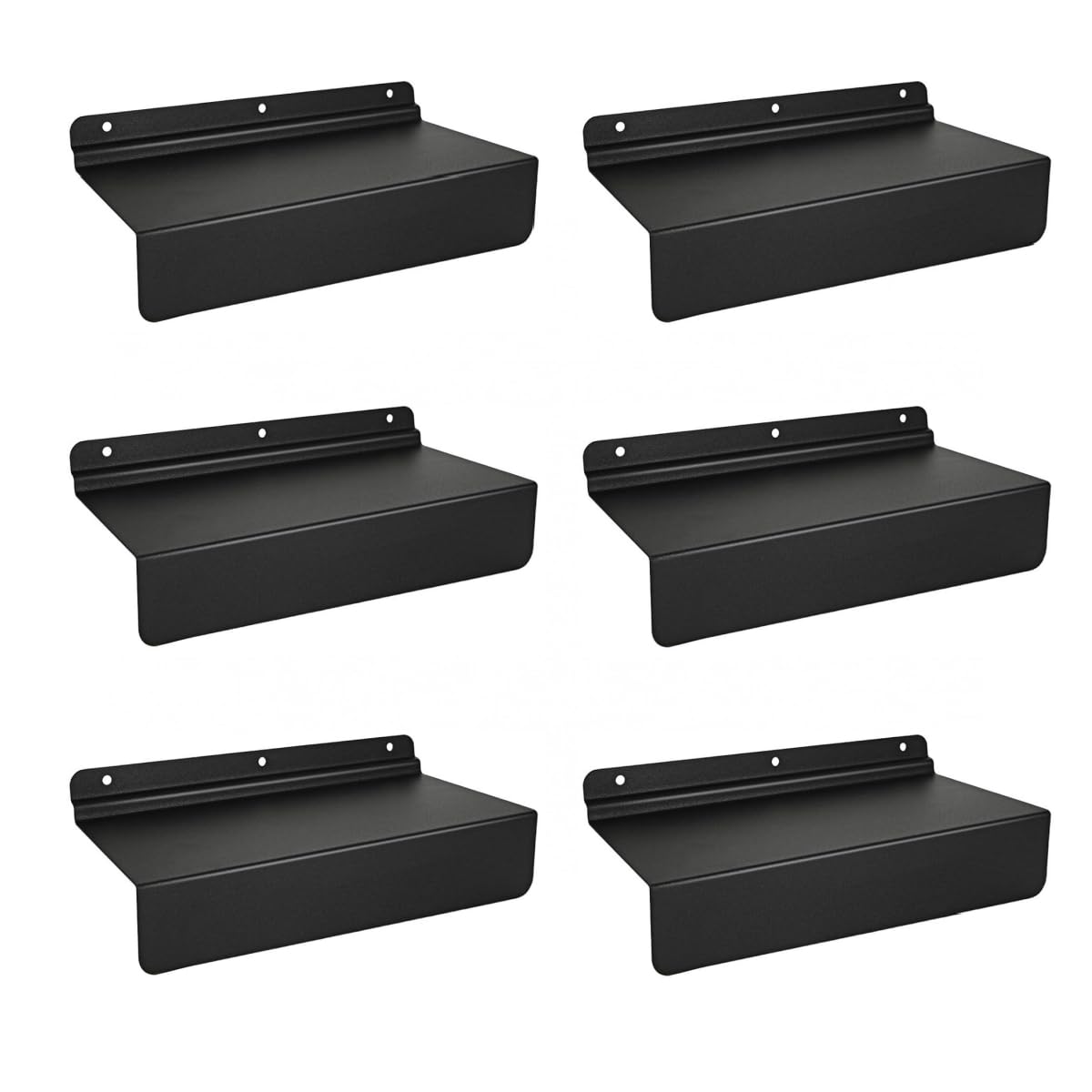 4x10 Inch Slatwall Shelves, Set of 6, Metal Slatwall Shelves Accessories, Black Flat Display Shelves for Slat Panel, Heavy Duty Slatwall Shelf Shelves for Retail Display, Home