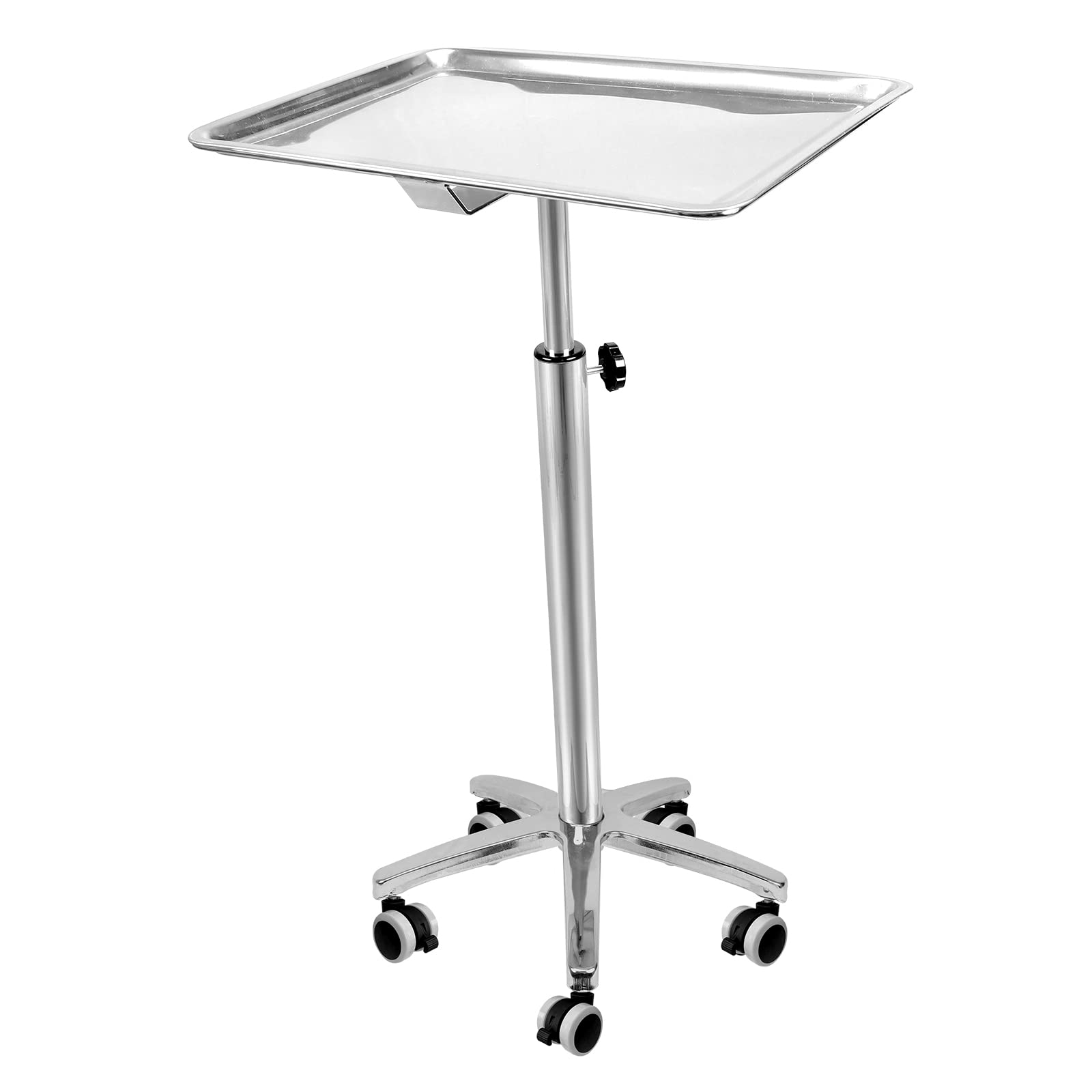 Konmee Premium Extra Large Salon Tray Medical Tray Mayo Stand with Brake Wheels, Stainless Steel Tray