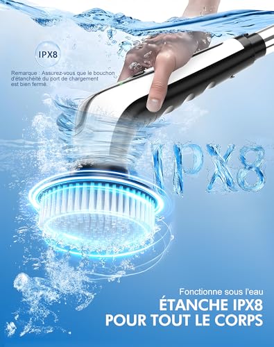 Brosse nettoyage electrique avec 9 têtes et manche extensible pour maison - 6