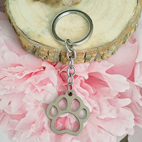 Image of M Men Style Personalised Dog Paw Print Silver Stainless Steel Keychain For Men And Women LCK061