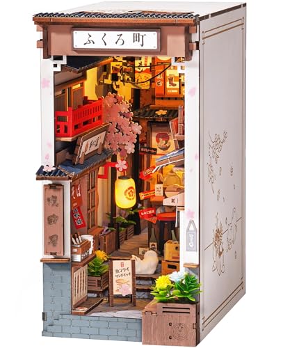 ROBOTIME Book Nook Kits for Adults Sakura Wine Alley, DIY Booknook with Lights DIY Miniature Dolls House Kit 3D Wooden Puzzle Bookend Bookshelf Decor Gift - Cosy Home Interiors ROBOTIME Book Nook Kits for Adults Sakura Wine Alley, DIY Booknook with Lights DIY Miniature Dolls House Kit 3D Wooden Puzzle Bookend Bookshelf Decor Gift - Image 8