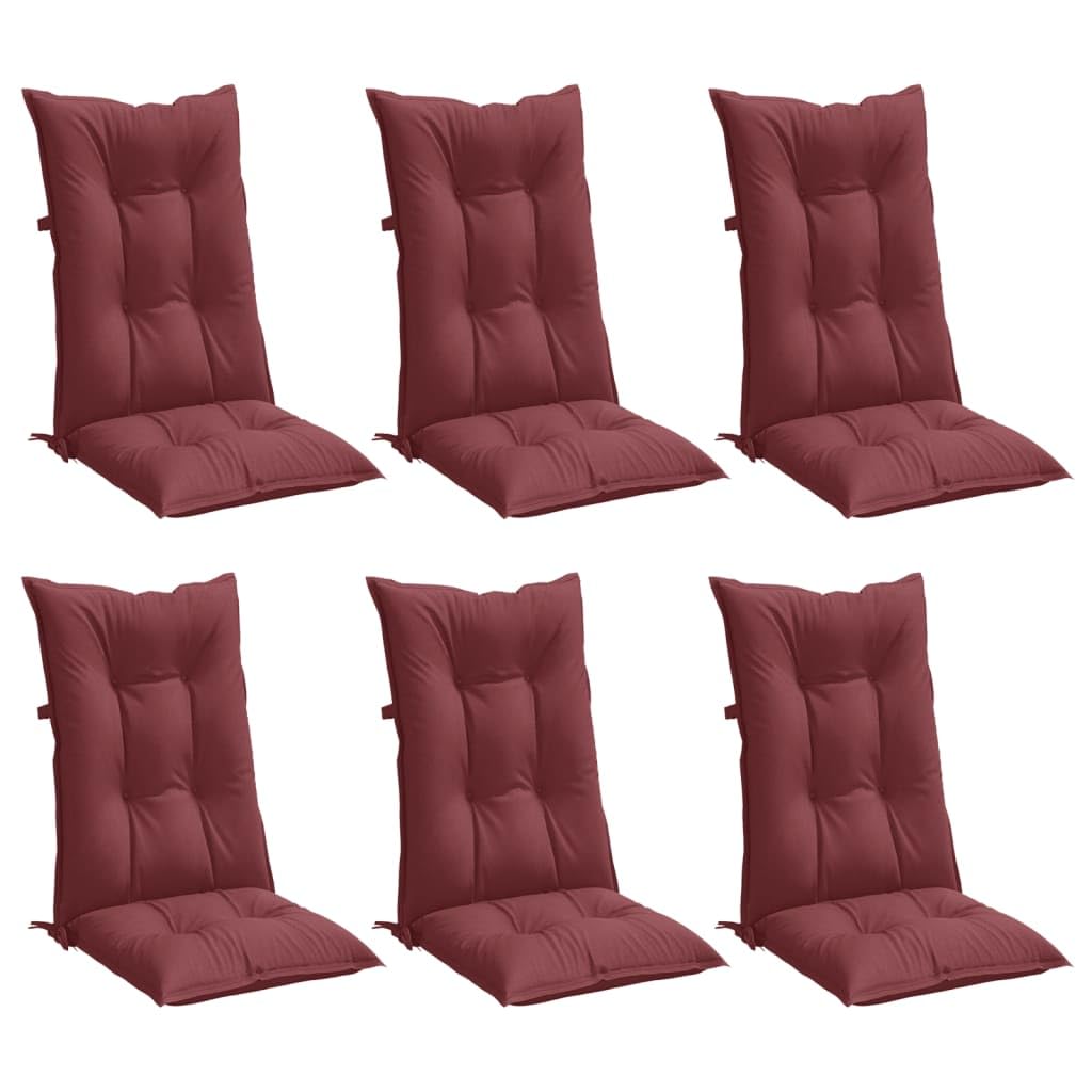 6 cuscini per sedia con schienale alto, 120 x 50 x 7 cm, in tessuto, con elastico antiscivolo e cordoncini, per sedie da giardino, sala da pranzo, ufficio, interni ed esterni, ergonomici