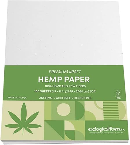 Miniatura 2 de Colección de papel kraft de cáñamo premium, 8.5" x 11", paquete de 100 por Ecological Fibers
