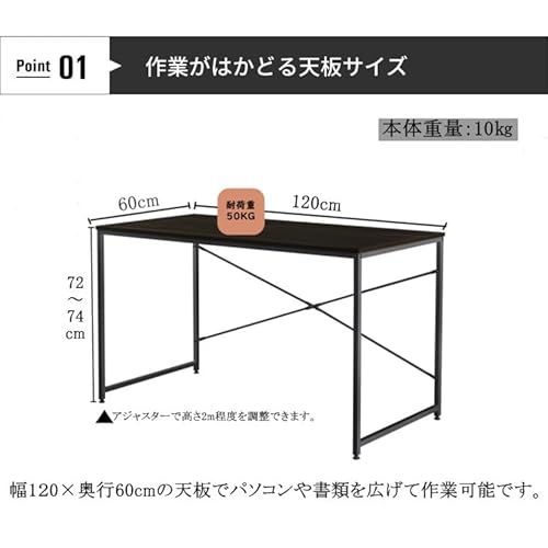 N&S幅120cm ホワイトデスク 白脚 北欧風 パソコンデスク 学習机 テレワーク 書斎用 SZ02 (ホワイト×ホワイト, 幅120cm×奥行60cm)
