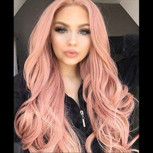 Lurrose Capa de cabelo longo cacheado para festa testa de renda elmo peruca de cabelo requintado par