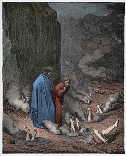 Dante réprimande le pape Nicolas Iii Gustave Dore peinture poster moderne 60x90